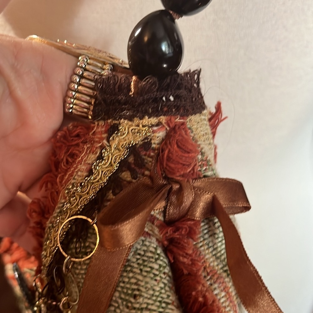 Handmade Boho hippy Fringe Bag with new & recycled fabric kukiu nuts,moon,stars - Picture 16 of 17